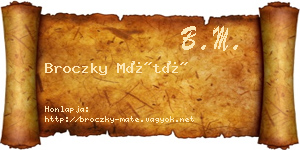 Broczky Máté névjegykártya